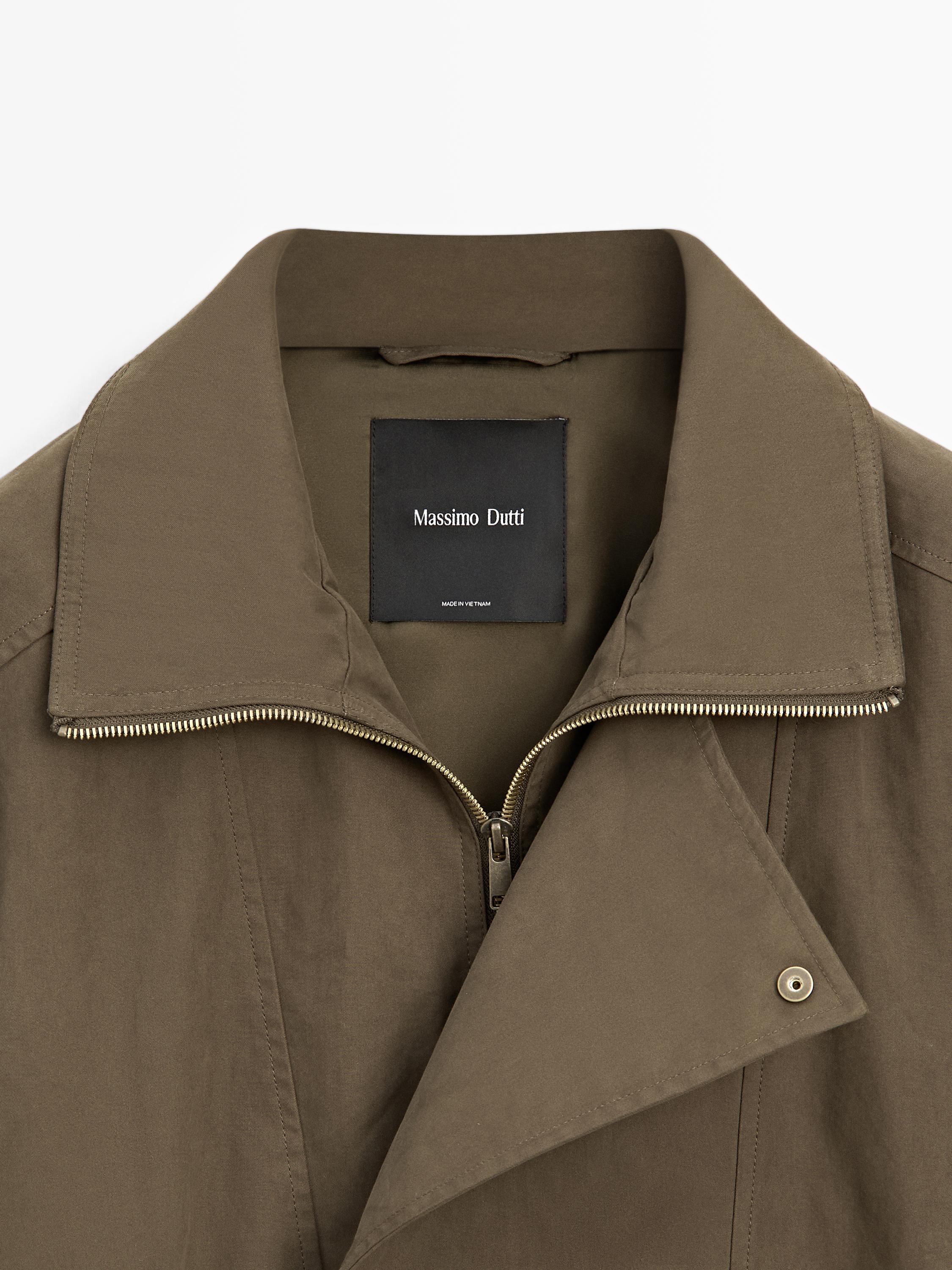 Cotton blend jacket with belt detail